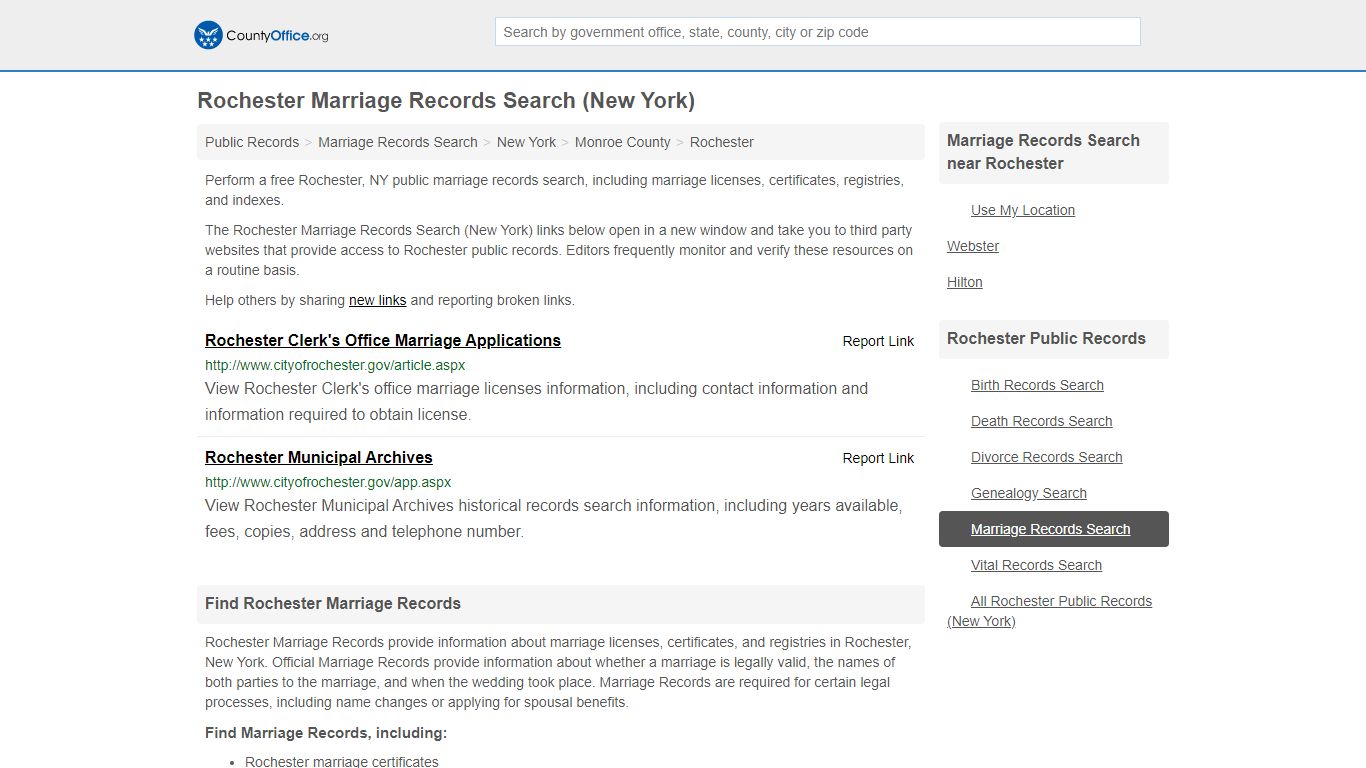 Marriage Records Search - Rochester, NY (Marriage Licenses ...