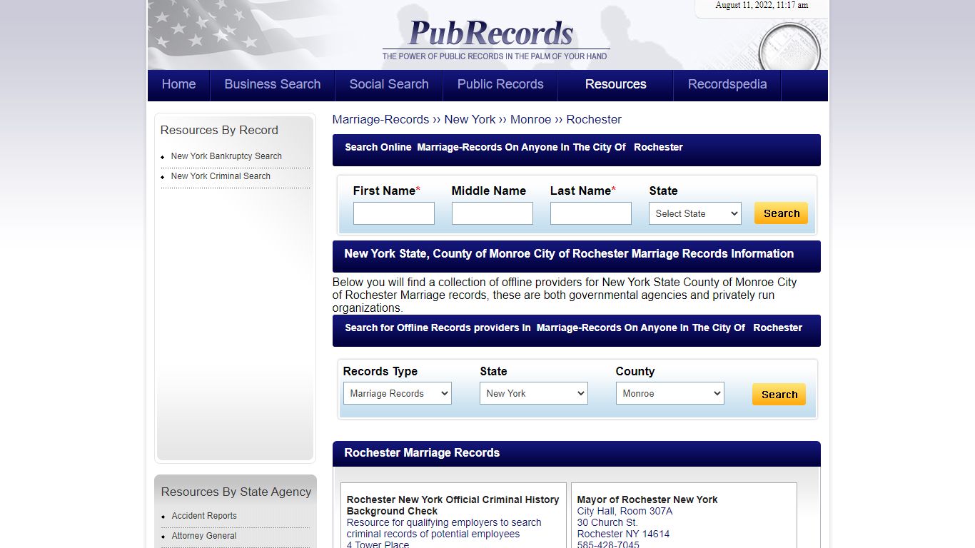 Rochester, Monroe County, New York Marriage Records