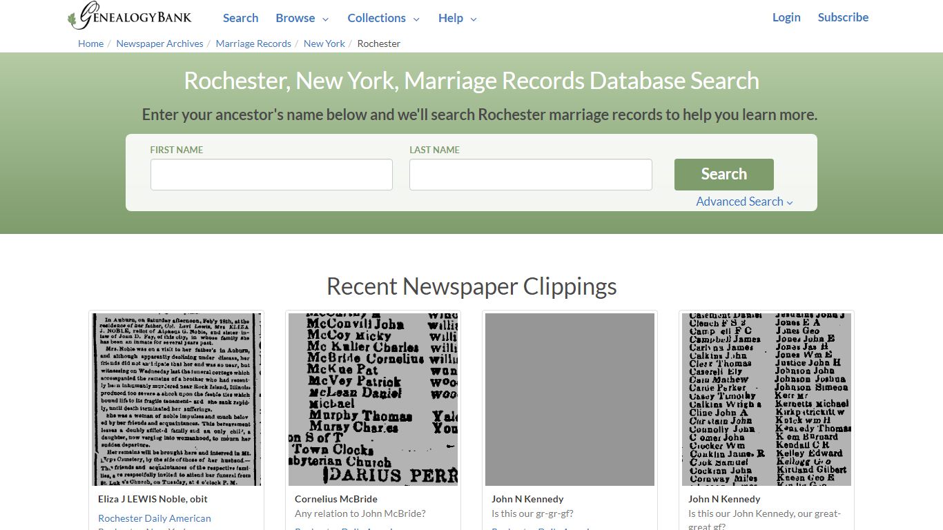 Rochester, New York, Marriage Records Online Search